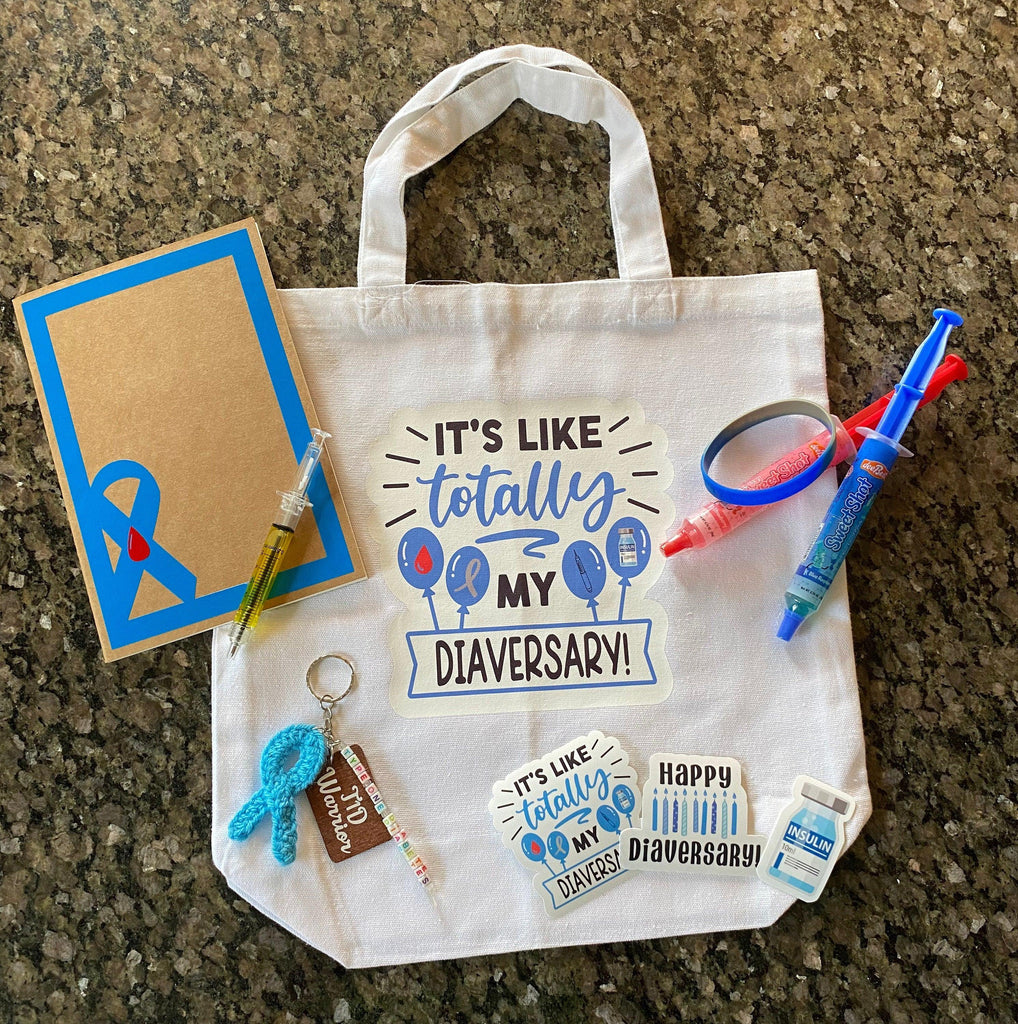 Happy Diaversary Gift Bag Set| Diabetes Tote Bag Gift Set| Type 1 Diaversary - The Useless Pancreas