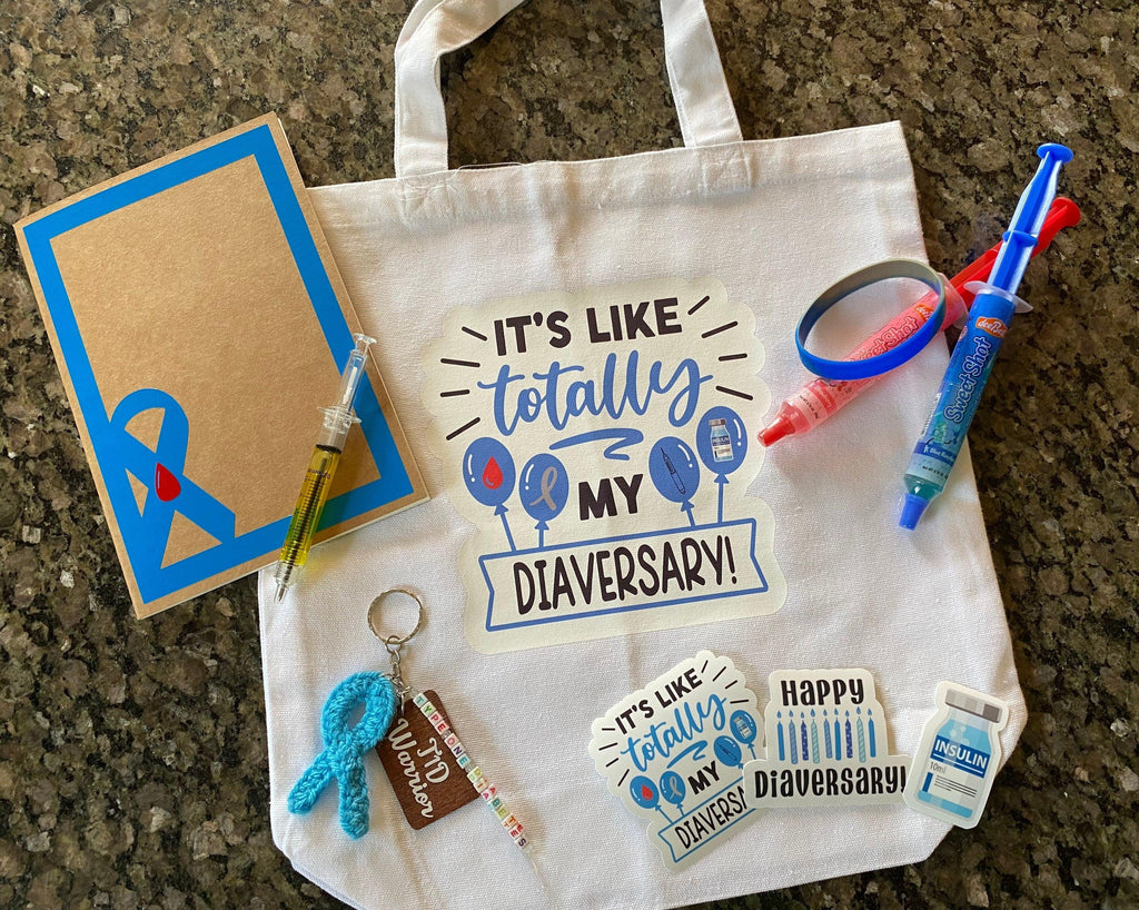 Happy Diaversary Gift Bag Set| Diabetes Tote Bag Gift Set| Type 1 Diaversary - The Useless Pancreas