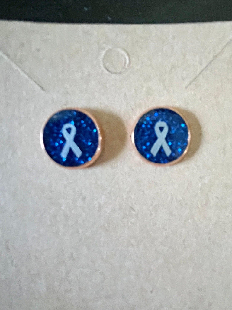Type 1 Diabetes awareness ribbon stud earrings - The Useless Pancreas
