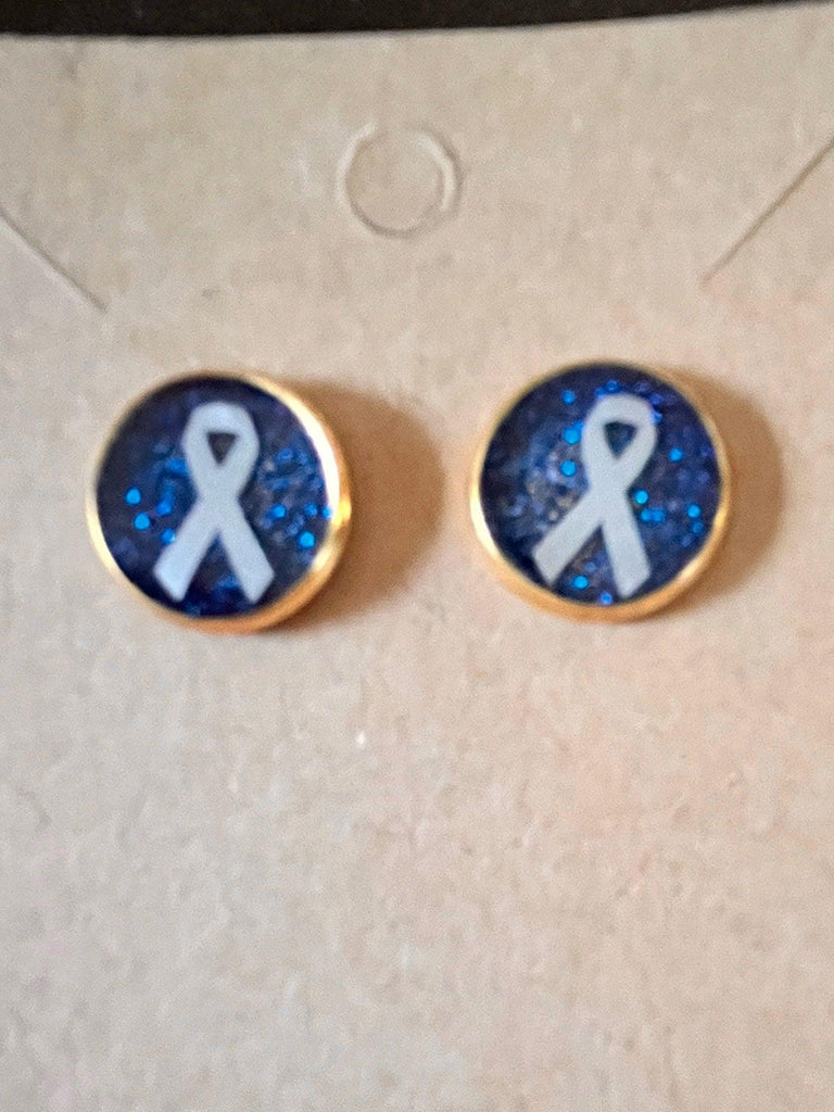 Type 1 Diabetes awareness ribbon stud earrings - The Useless Pancreas