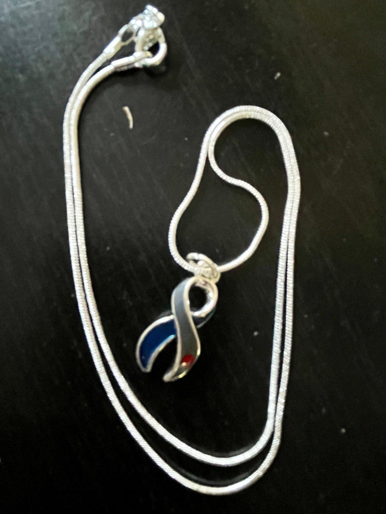 Diabetes awareness ribbon jewelry set - necklace and matching earrings - The Useless Pancreas