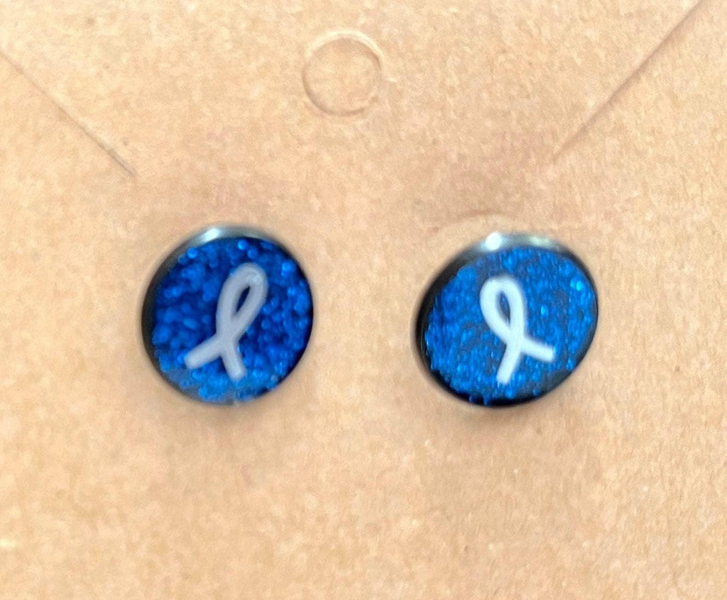Type 1 Diabetes awareness ribbon stud earrings - The Useless Pancreas