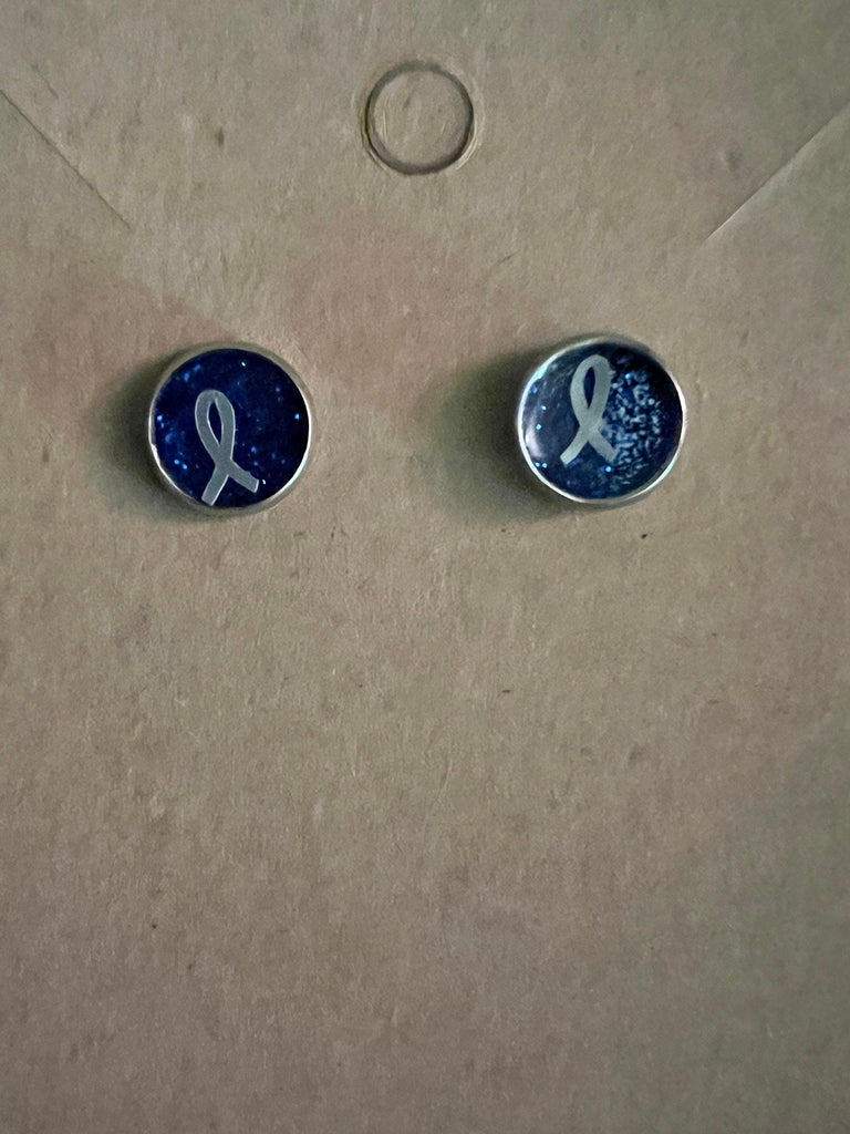 Type 1 Diabetes awareness ribbon stud earrings - The Useless Pancreas