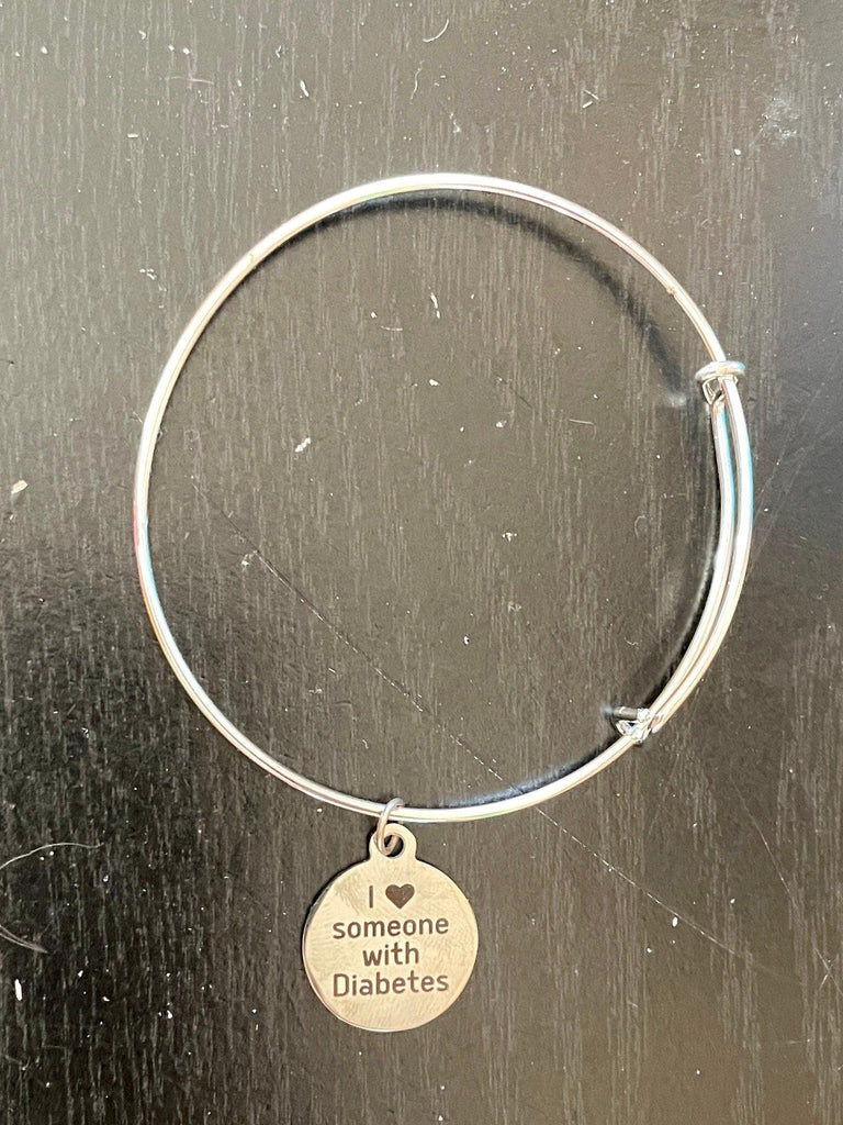 Type 1 Diabetes I love someone with diabetes bangle charm bracelet - The Useless Pancreas