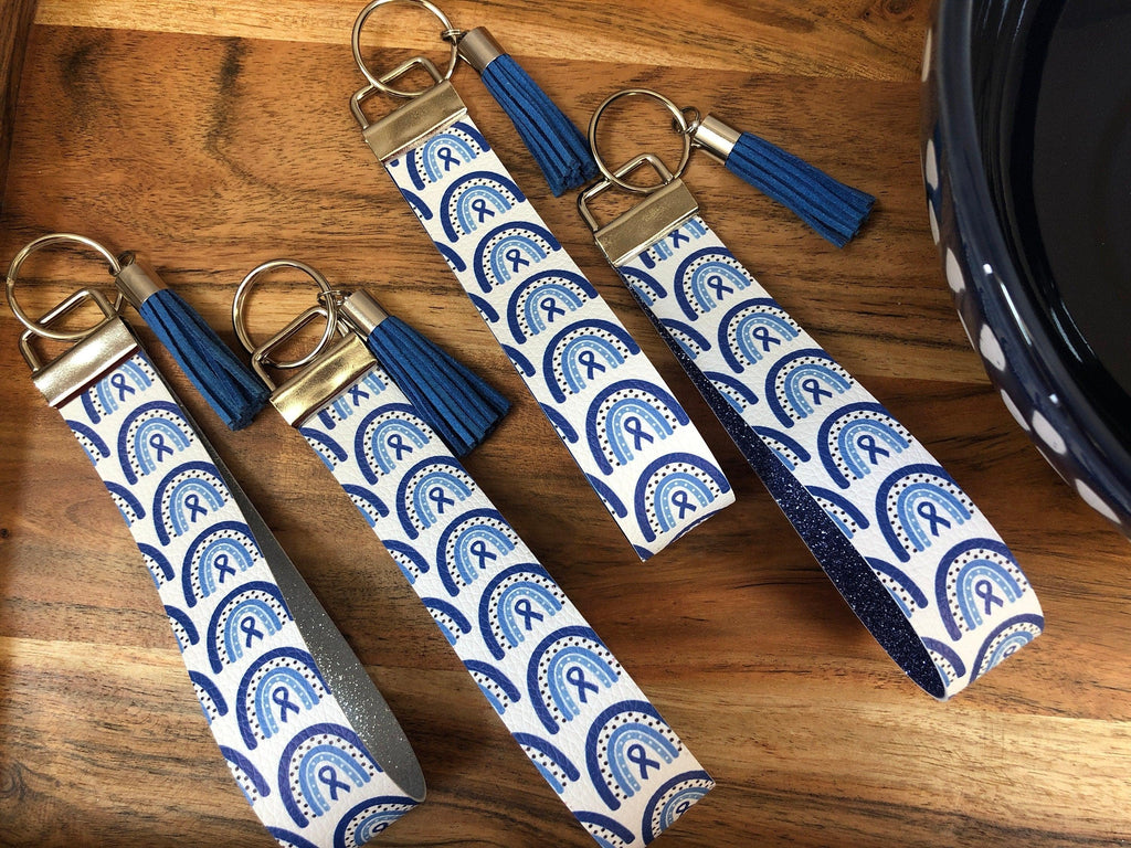 Diabetes Blue Ribbon Keychain, Diabetes Awareness Keychain, T1D Wristlet - The Useless Pancreas