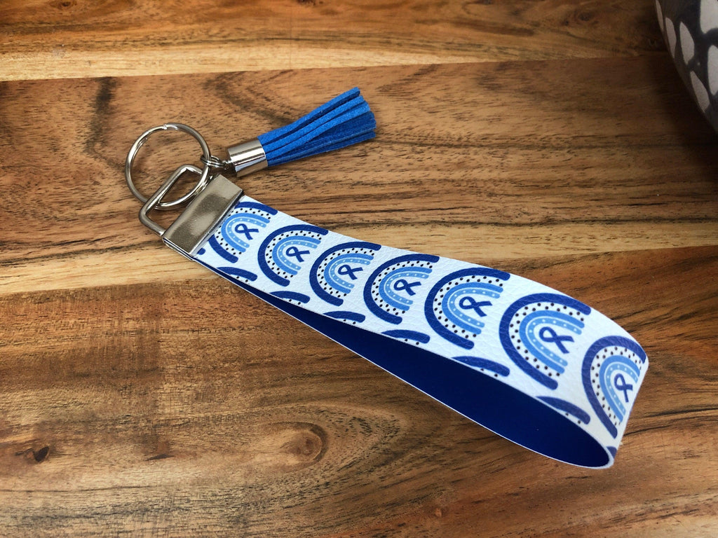 Diabetes Blue Ribbon Keychain, Diabetes Awareness Keychain, T1D Wristlet - The Useless Pancreas