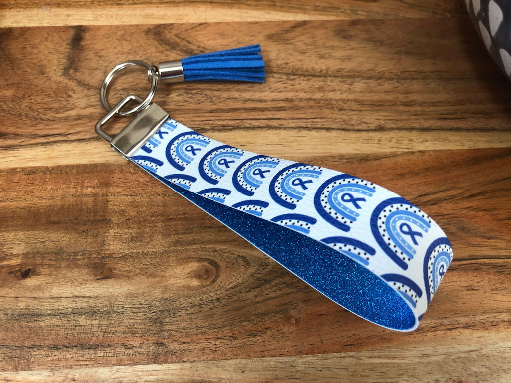 Diabetes Blue Ribbon Keychain, Diabetes Awareness Keychain, T1D Wristlet - The Useless Pancreas