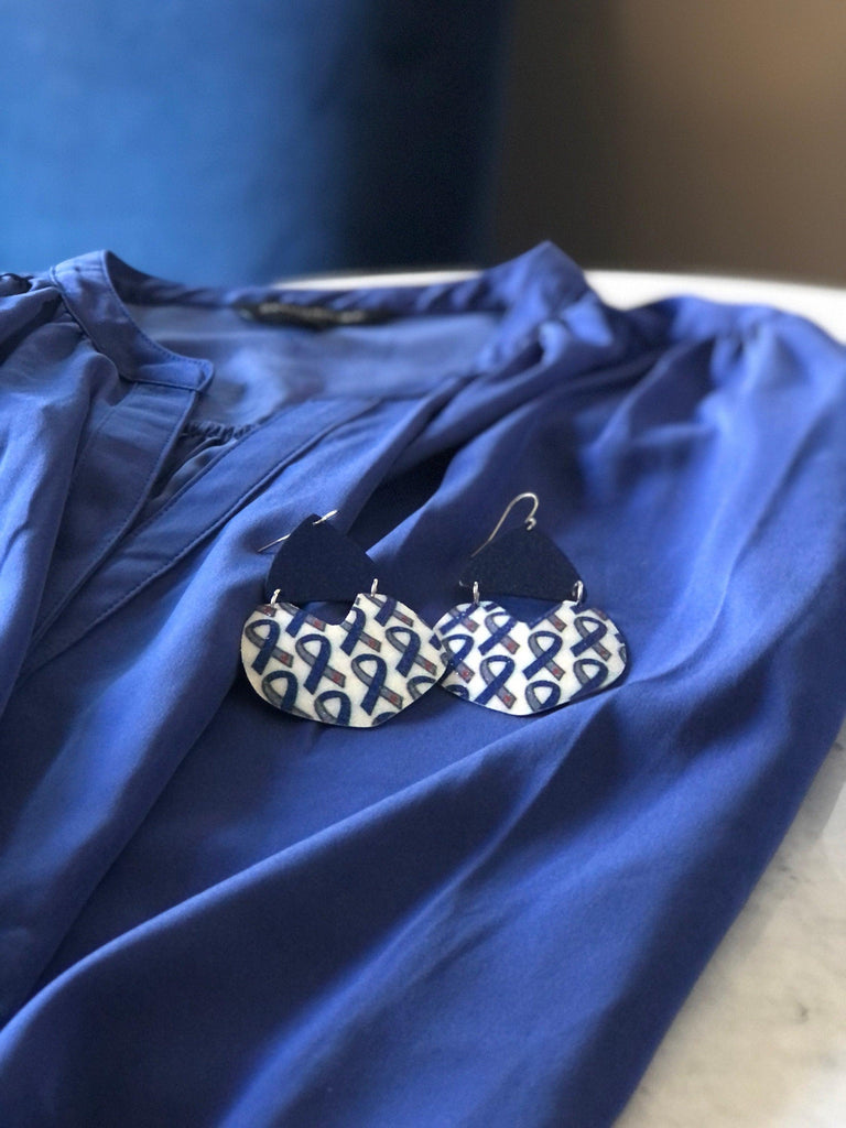 Diabetes Awareness Dangle Earrings, Diabetes ribbon fine glitter faux leather earrings - The Useless Pancreas