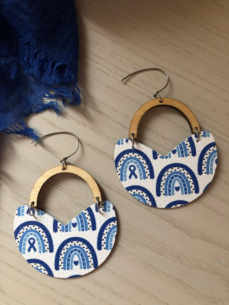 Diabetes Awareness Dangle Earrings, Diabetes Ribbon Faux Leather Earrings - The Useless Pancreas