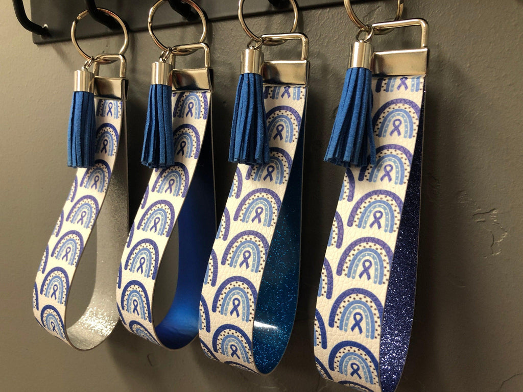 Diabetes Blue Ribbon Keychain, Diabetes Awareness Keychain, T1D Wristlet - The Useless Pancreas