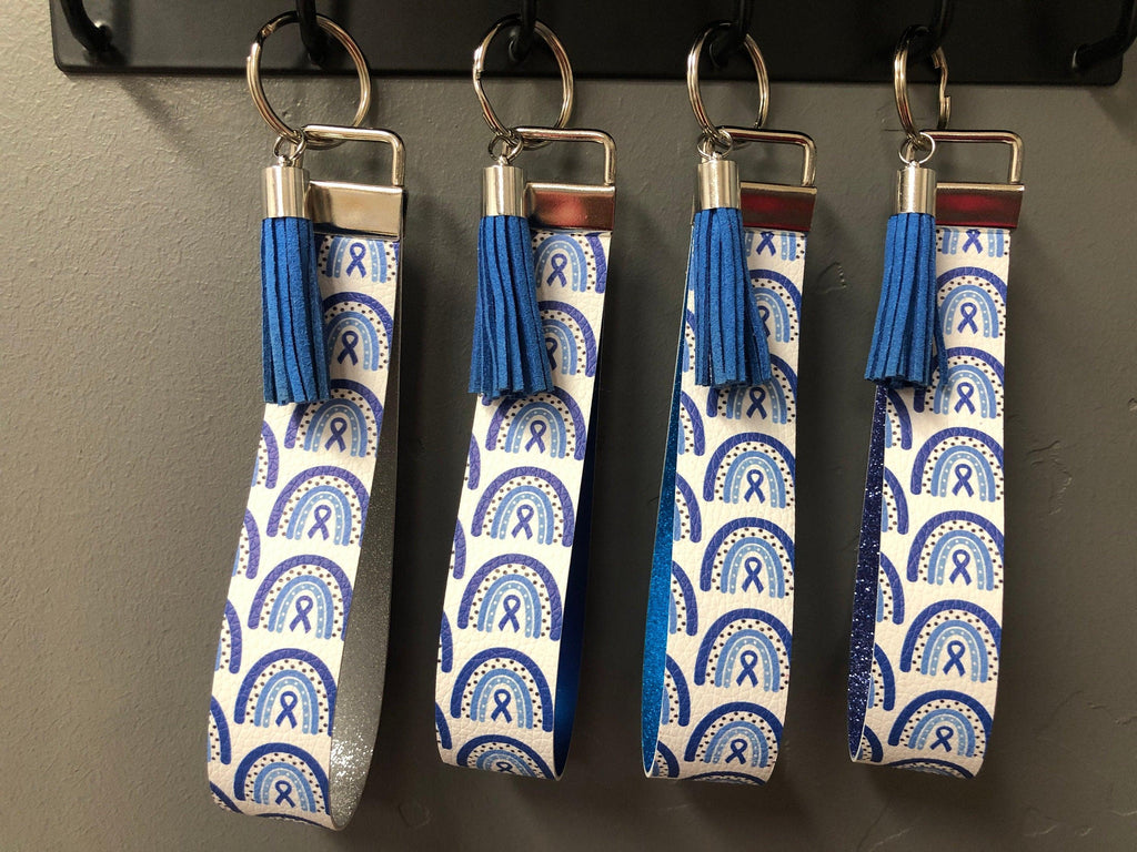 Diabetes Blue Ribbon Keychain, Diabetes Awareness Keychain, T1D Wristlet - The Useless Pancreas