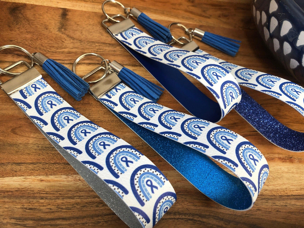 Diabetes Blue Ribbon Keychain, Diabetes Awareness Keychain, T1D Wristlet - The Useless Pancreas