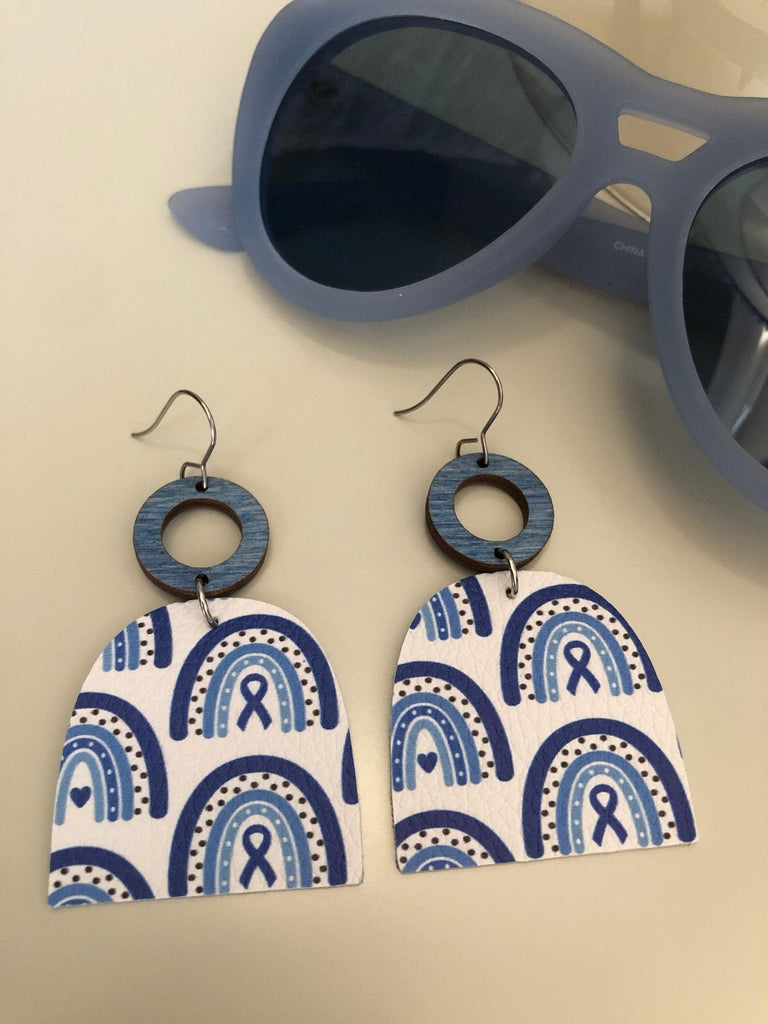 Diabetes Awareness Dangle Earrings, T1D Diabetes Ribbon Faux Leather Earrings - The Useless Pancreas