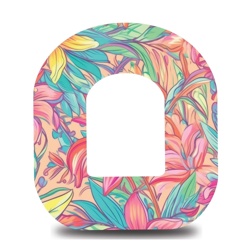 Pastel Tropical Flowers Omnipod Tape - The Useless Pancreas