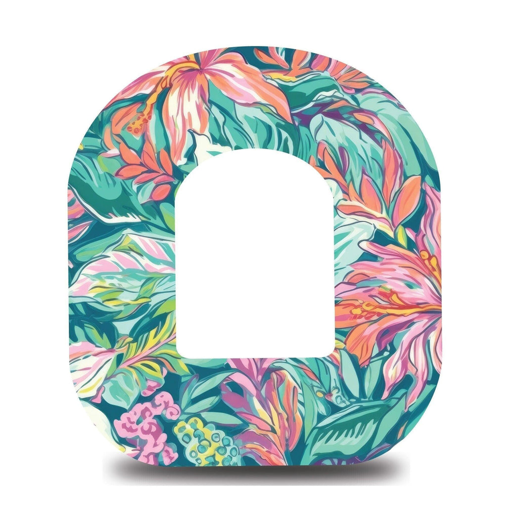 Pastel Tropical Leaves Omnipod Tape - The Useless Pancreas