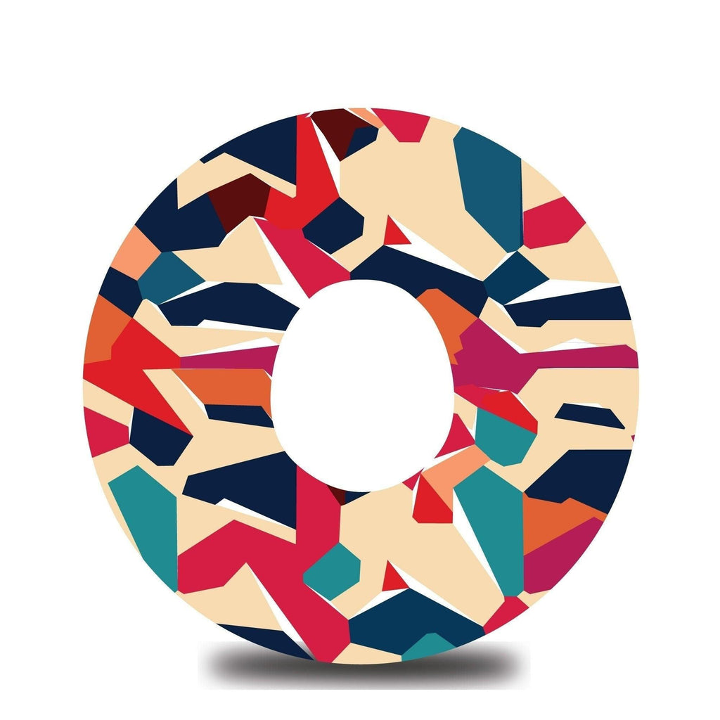 Red and Blue Flake Geometric Dexcom G7 Tape - The Useless Pancreas