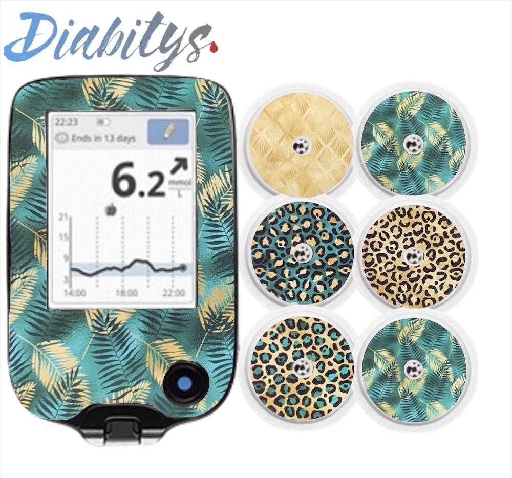 Freestyle Libre Reader and 6 Sensor Decal - Gold & Teal - The Useless Pancreas