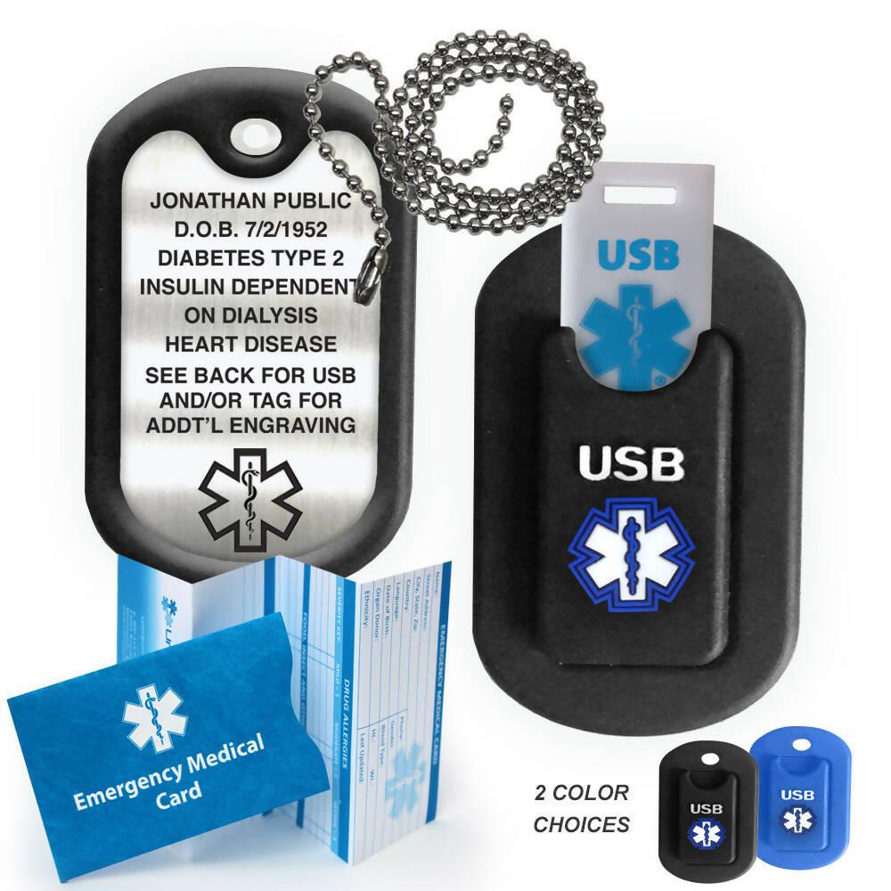 Informer USB Medical Alert ID Dog Tag - 2GB USB and Engraved Dog Tag - The Useless Pancreas