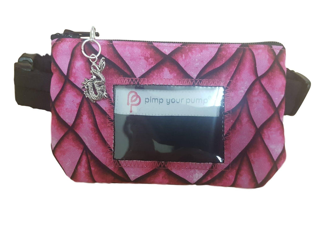 Pump Pouch by Pimp Your Pump - Hot Pink Dragon Scales with vinyl screen and zip charm - The Useless Pancreas