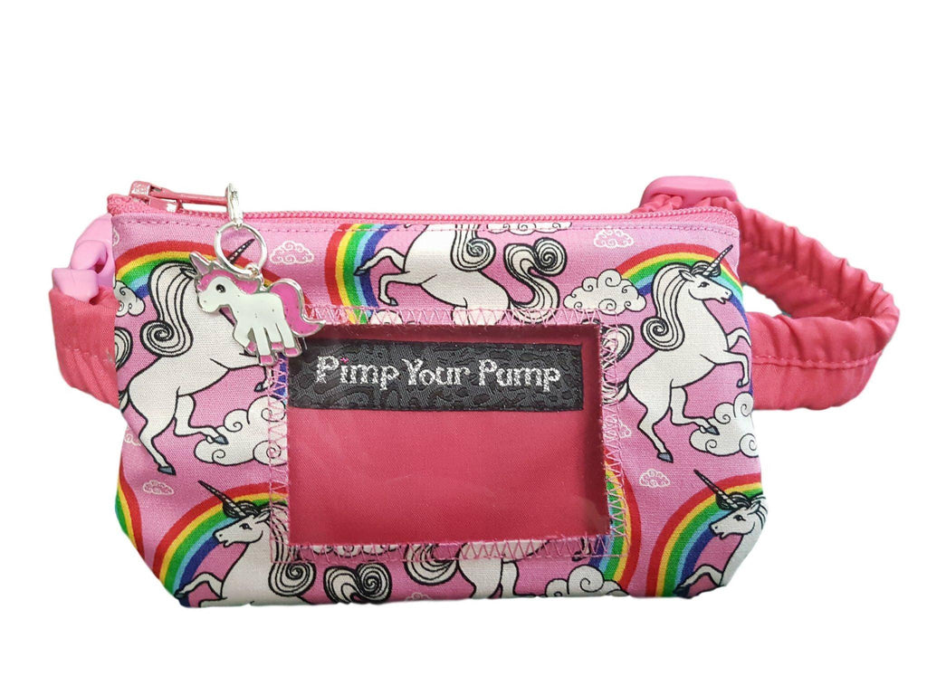 Pump Pouch by Pimp Your Pump - Pink Unicorns with vinyl screen and zip charm - The Useless Pancreas