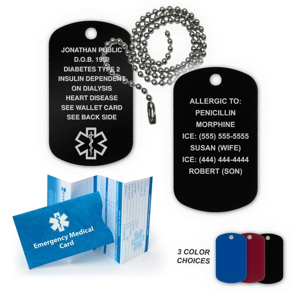Medical ID Dog Tag Anodized Aluminum - Free Engraving - The Useless Pancreas