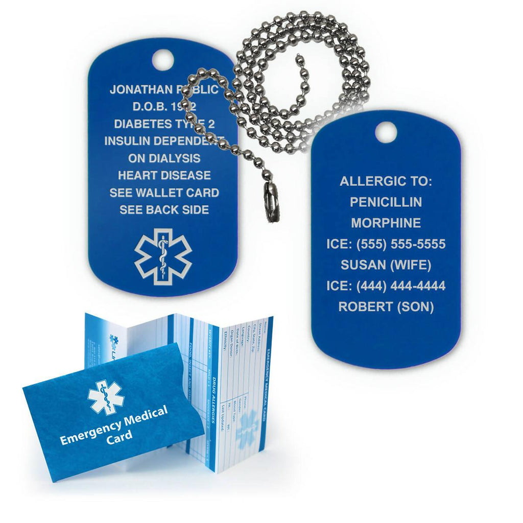 Medical ID Dog Tag Anodized Aluminum - Free Engraving - The Useless Pancreas