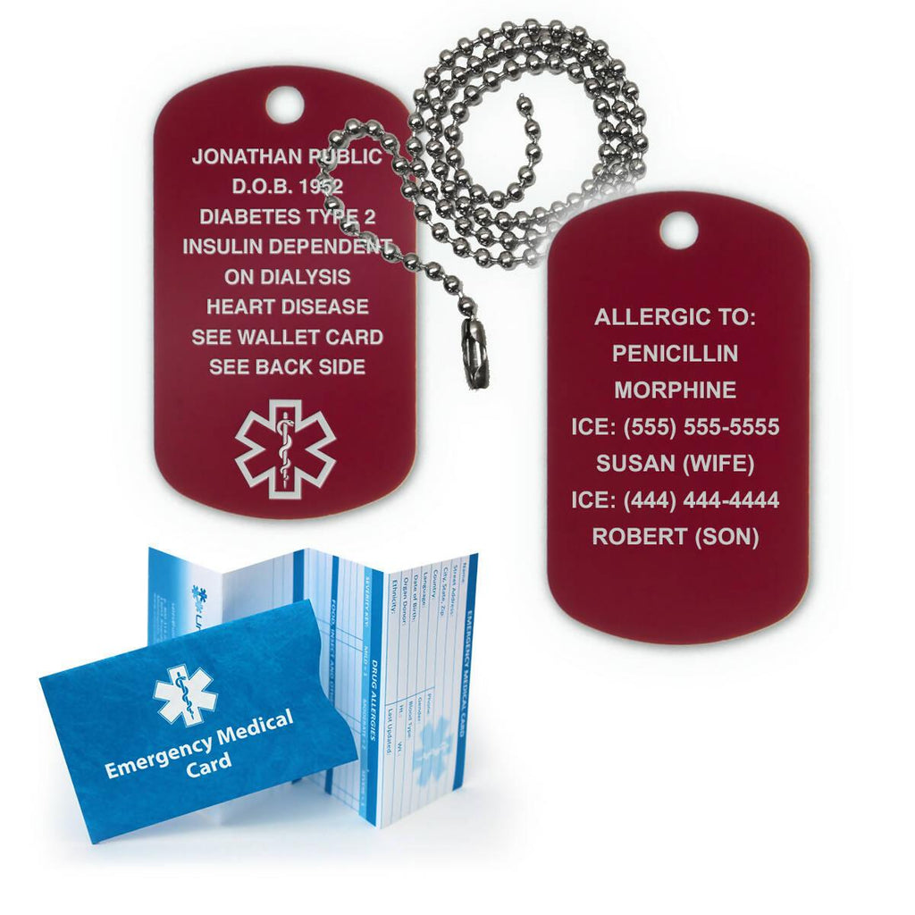 Medical ID Dog Tag Anodized Aluminum - Free Engraving - The Useless Pancreas