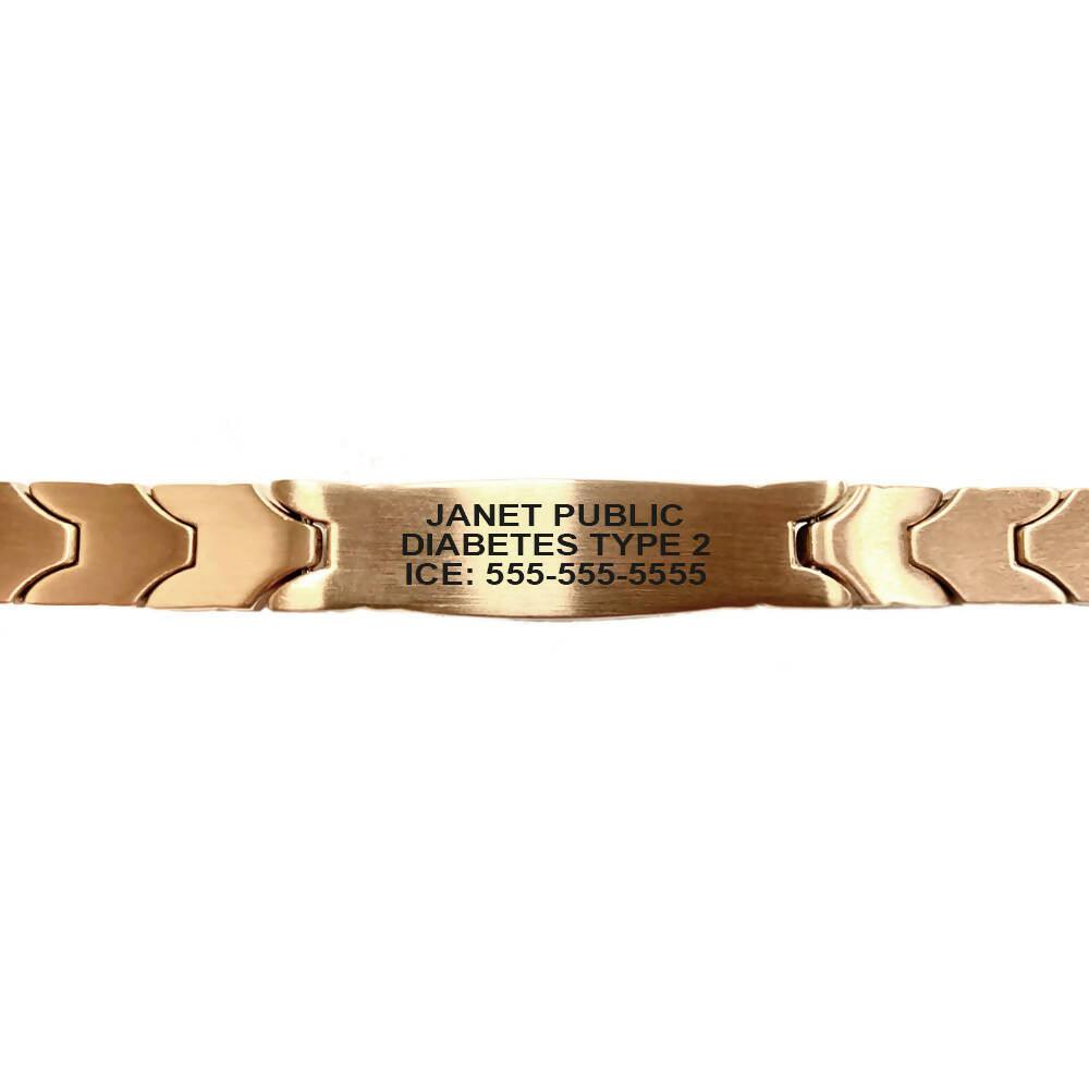 Rose Gold and Silver Chevron Arrow Medical ID Bracelet - Custom Engraved - The Useless Pancreas
