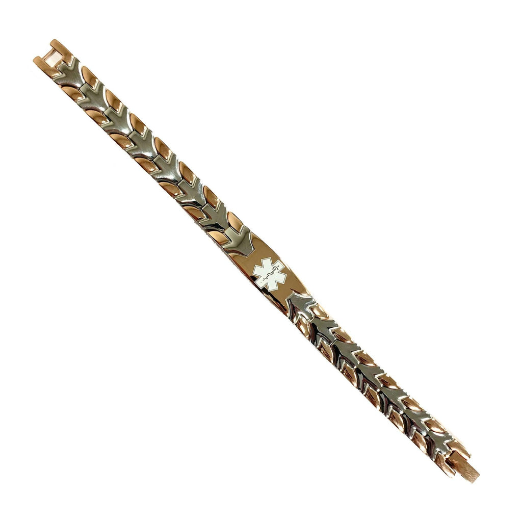 Rose Gold and Silver Chevron Arrow Medical ID Bracelet - Custom Engraved - The Useless Pancreas