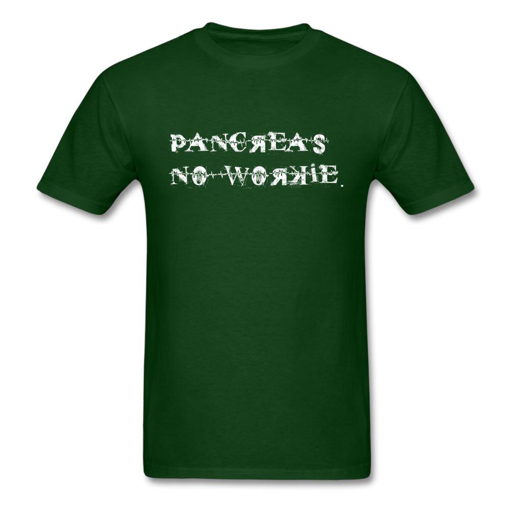 Pancreas No Workie Diabetes Humor T-Shirt - forest green