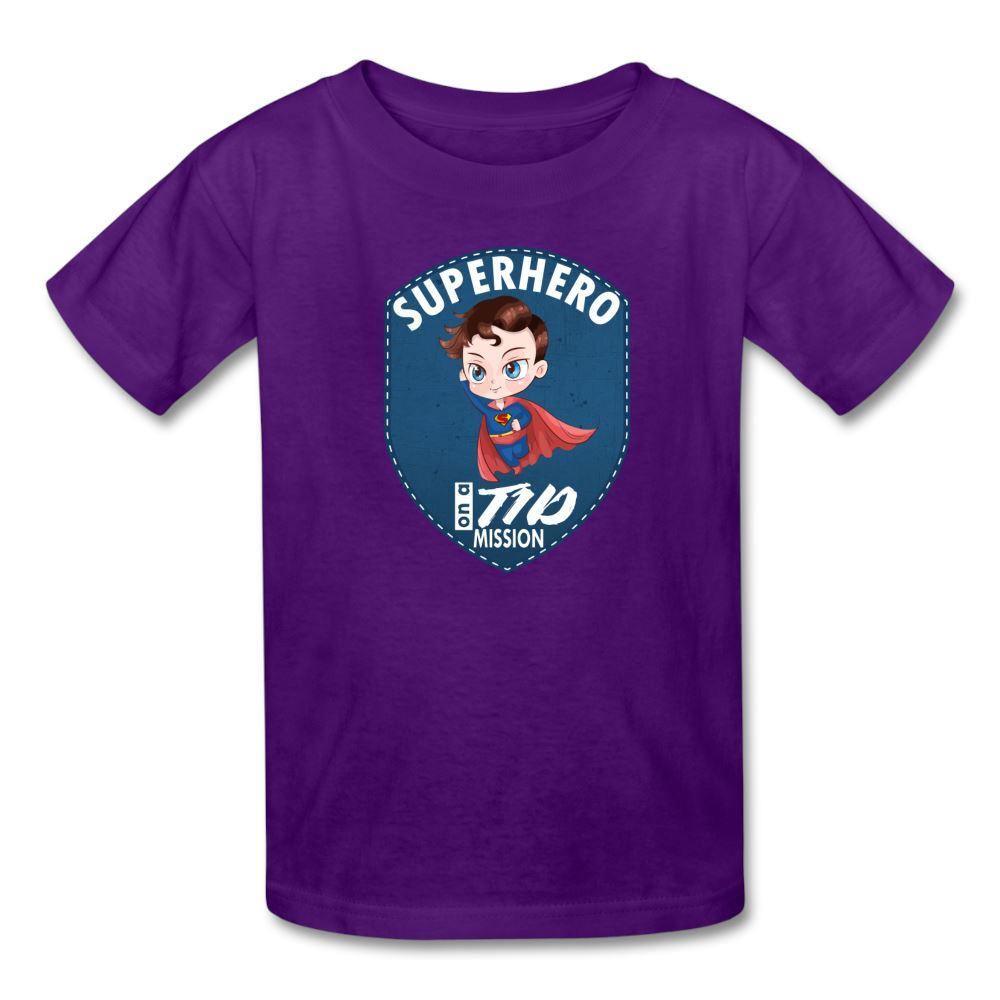 Kids T1D Diabetes Superhero Awareness Youth T-Shirt - purple