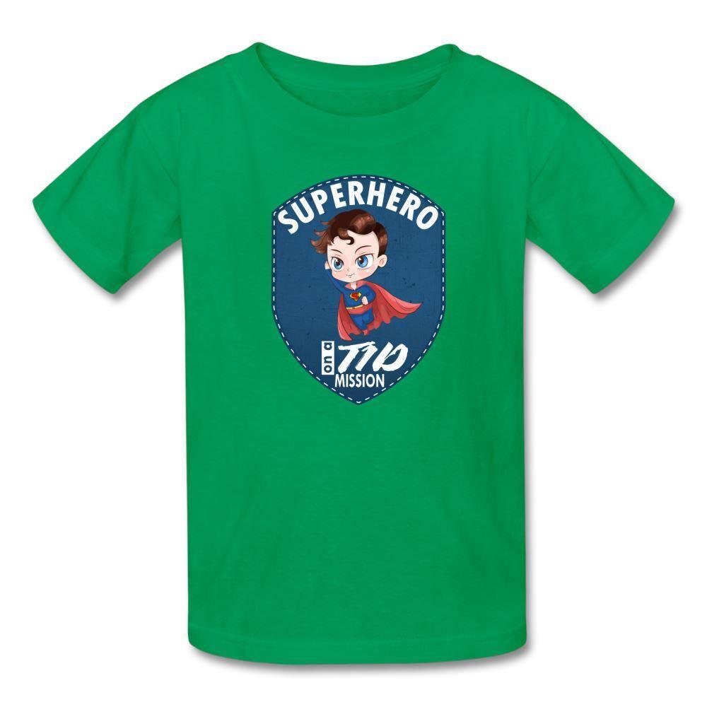 Kids T1D Diabetes Superhero Awareness Youth T-Shirt - kelly green