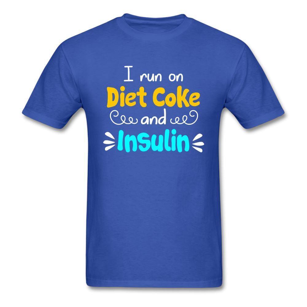 I Run On Diet Coke And Insulin Adult Funny Diabetes Awareness Unisex T-Shirt - royal blue
