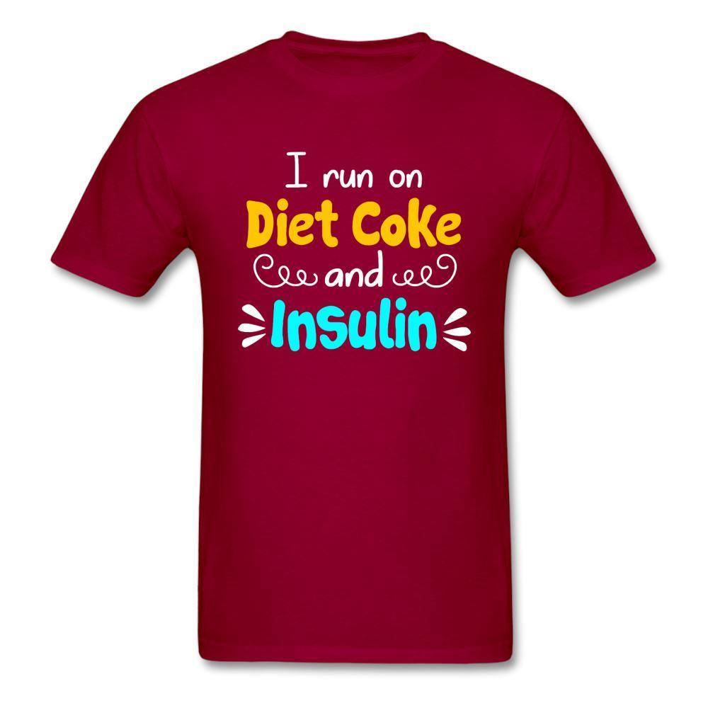 I Run On Diet Coke And Insulin Adult Funny Diabetes Awareness Unisex T-Shirt - dark red