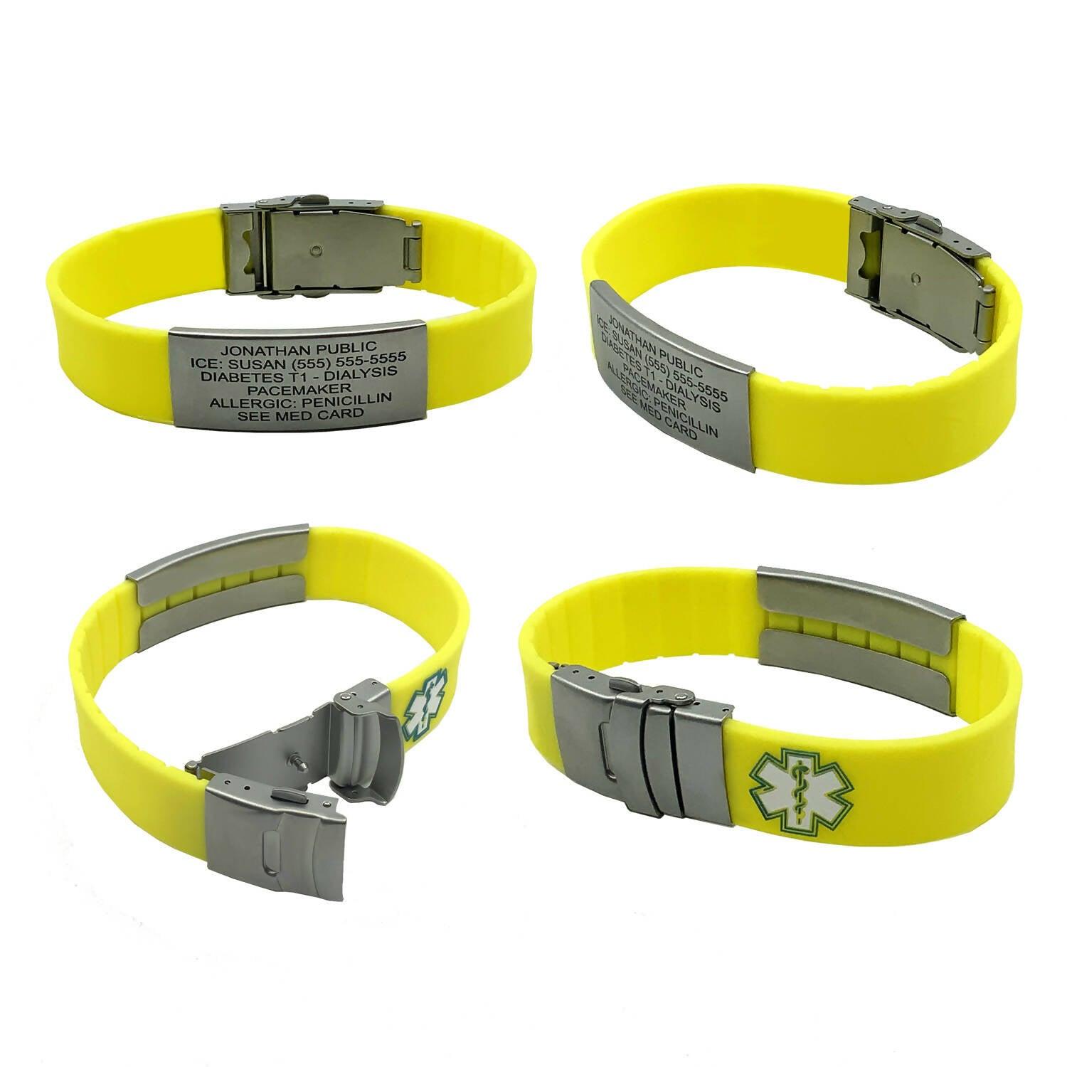 Amazon.com: DaMei Personalized Medical Alert Bracelet for Men Women 7.5 to  8.5 Inches Emergency Medical Bracelets Alert ID Bracelets for Adults  Medical Alert Bracelet (Black, 7.5'' for Women) : Health & Household