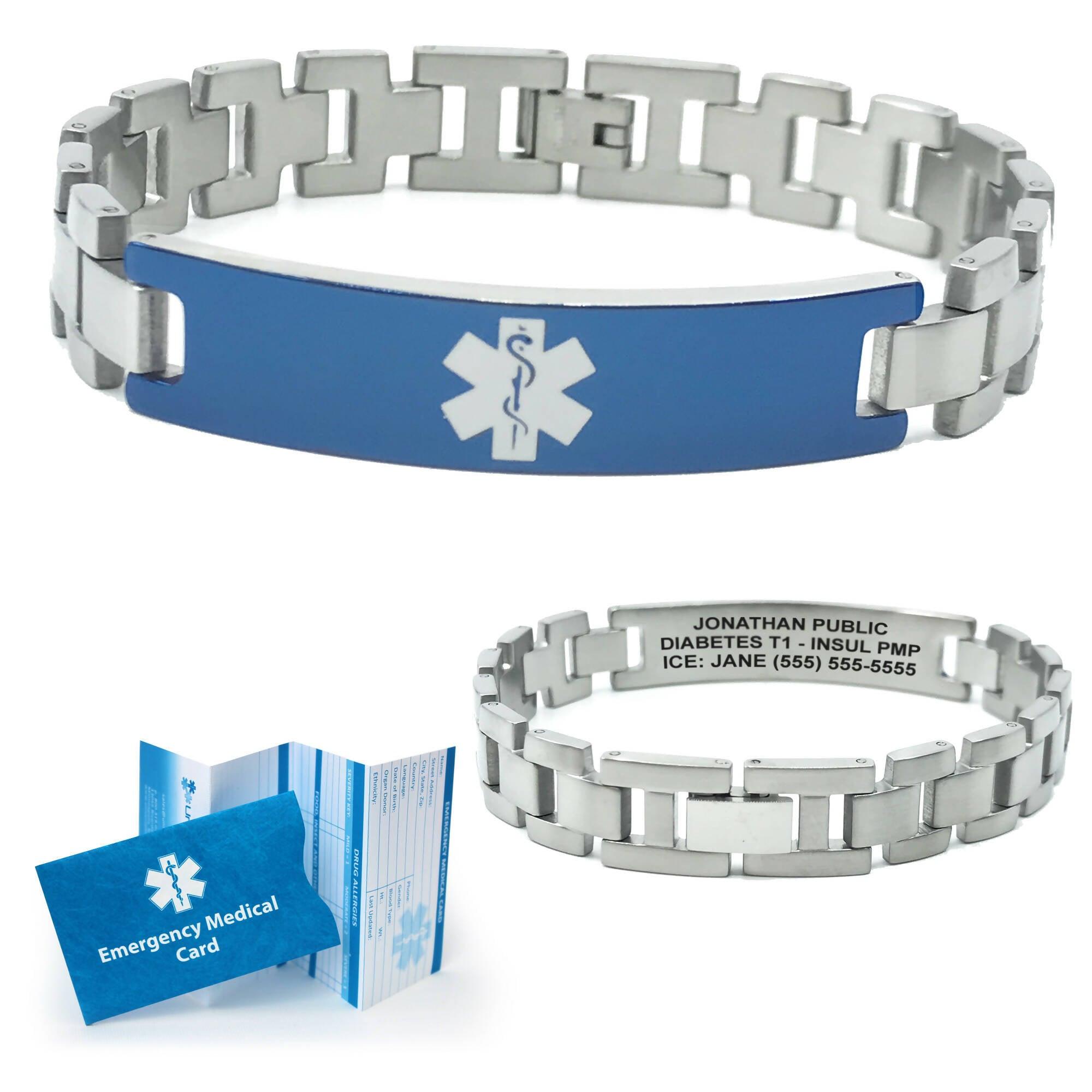 Buy Medical Alert ID Bracelet for Women Men Seniors Emergency Alarm Laser  Engraved Adjustable Silicone Wristband Bracelets Online at  desertcartParaguay