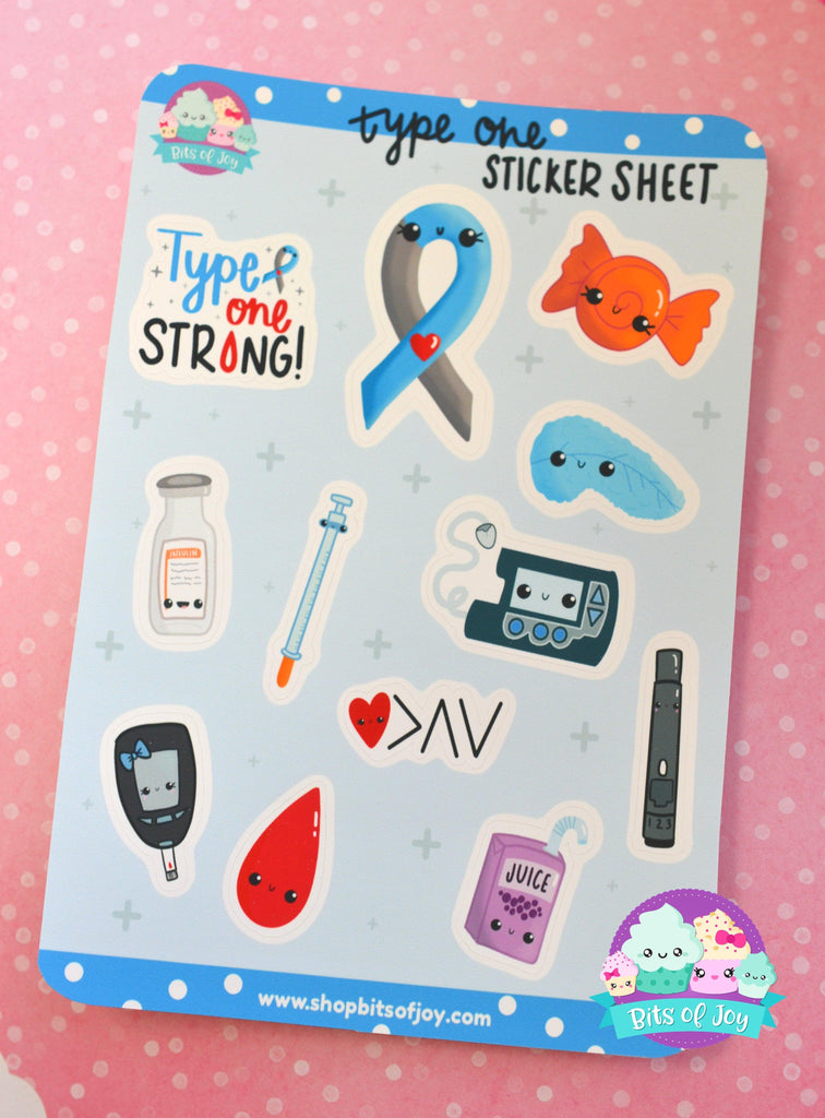 type one diabetes sticker sheet