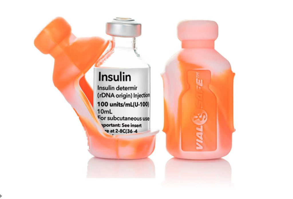 VIAL SAFE Insulin Bottle Protector Case for Diabetes (Short Size): Tie Dye Orange (2-PACK) - The Useless Pancreas